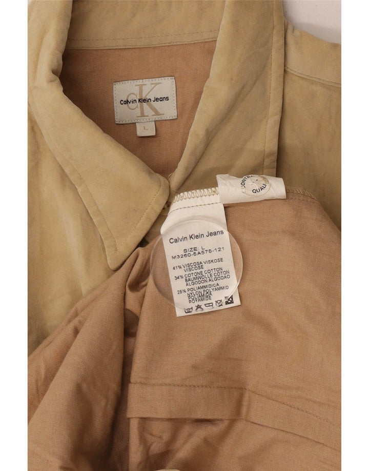Camisa Calvin Klein Jeans Hombre Grande Viscosa Beige