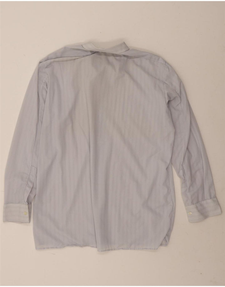 Camisa Vintage Hombre Talla 42 Poliamida Rayada Azul Grande