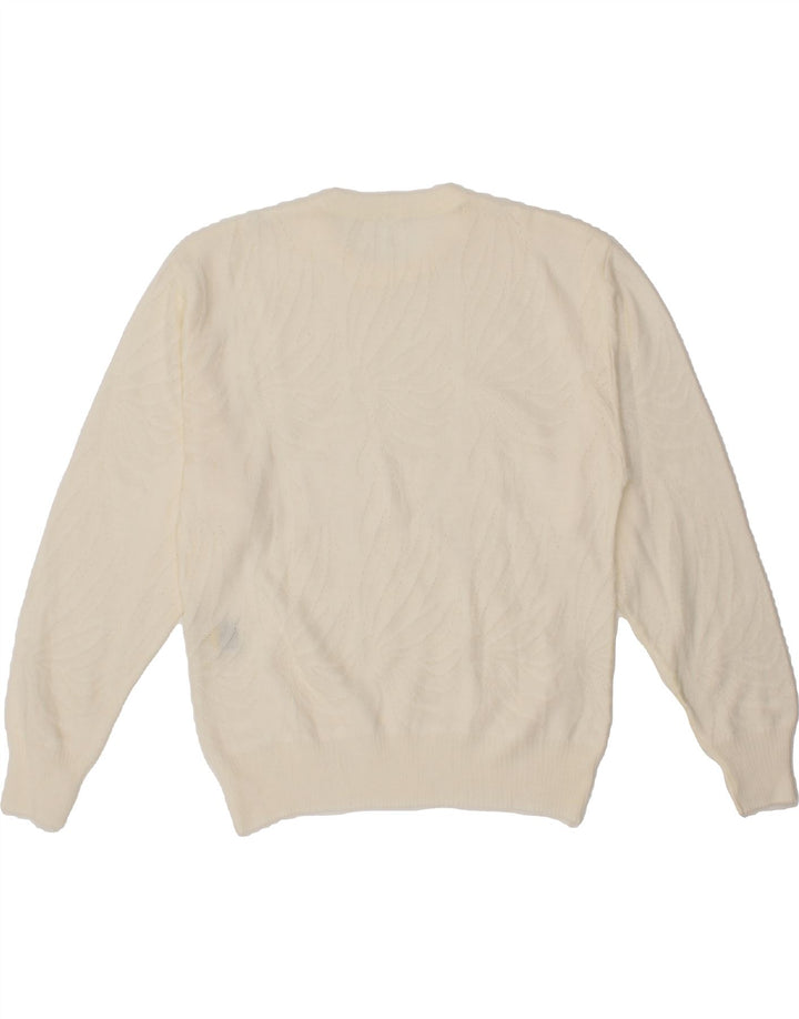 VINTAGE Womens Crew Neck Jumper Sweater EU 40 Medium White Wool Vintage Vintage and Second-Hand Vintage from Messina Hembry 