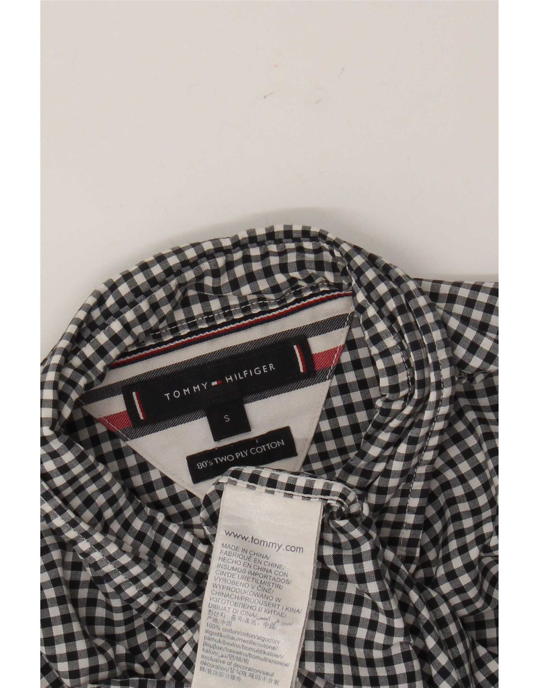 Camisa Tommy Hilfiger para hombre pequeña de algodón a cuadros negro