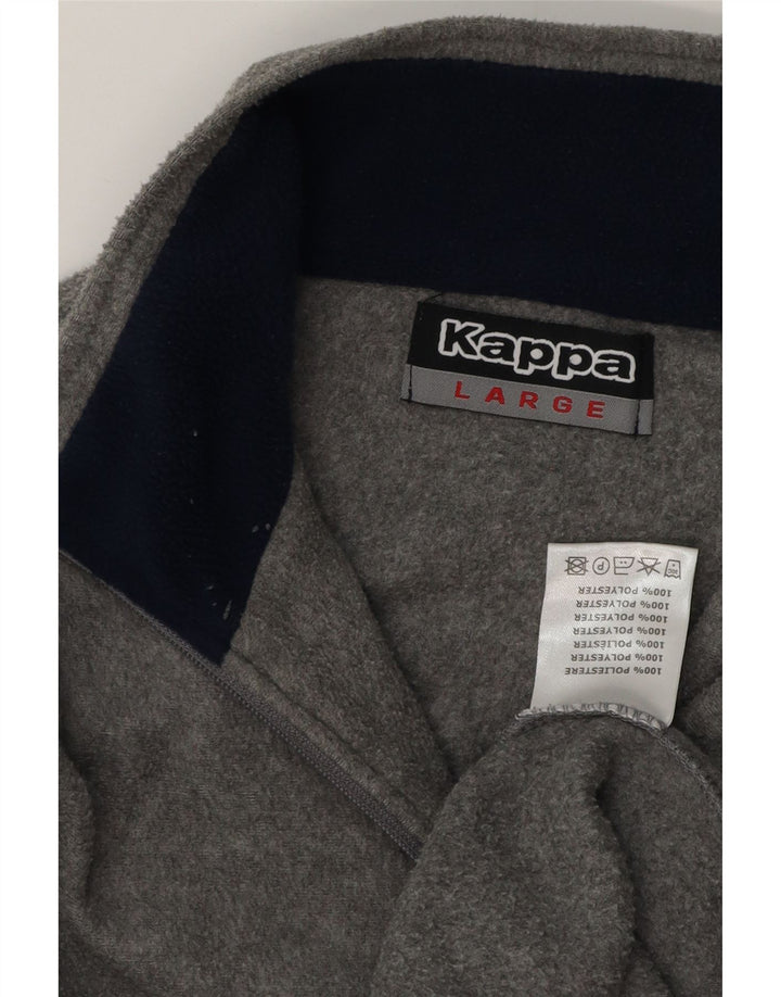Kappa - Jersey de forro polar con cuello y cremallera para hombre, poliéster gris grande