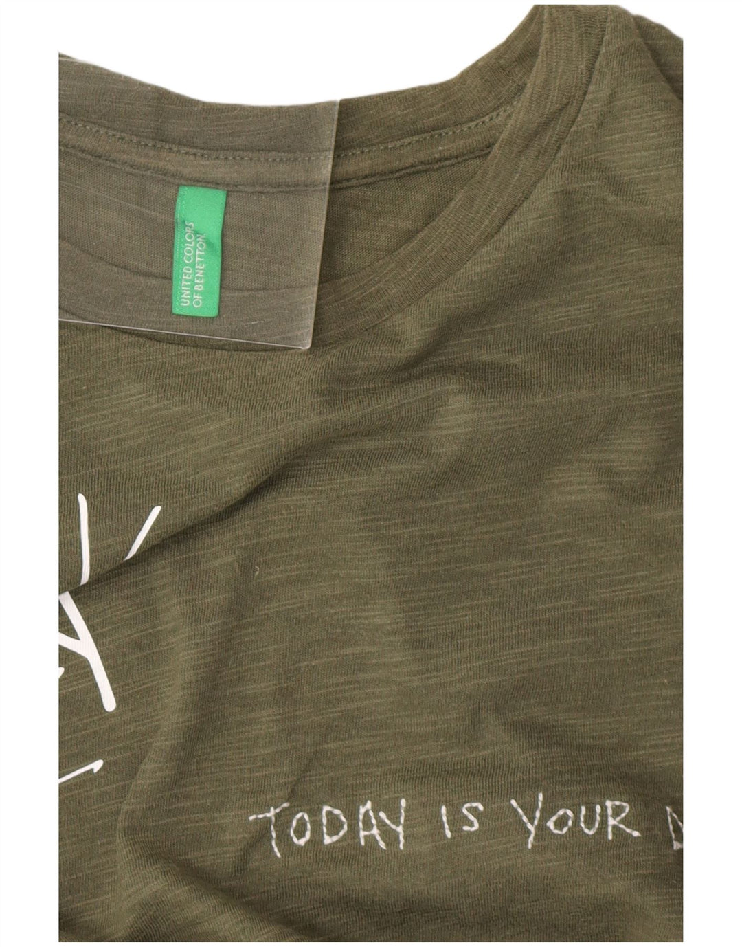 BENETTON Camiseta gráfica para mujer Top UK 44 Medium Khaki