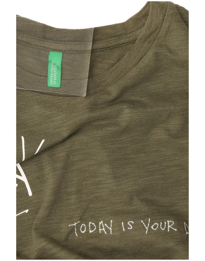 BENETTON Camiseta gráfica para mujer Top UK 44 Medium Khaki