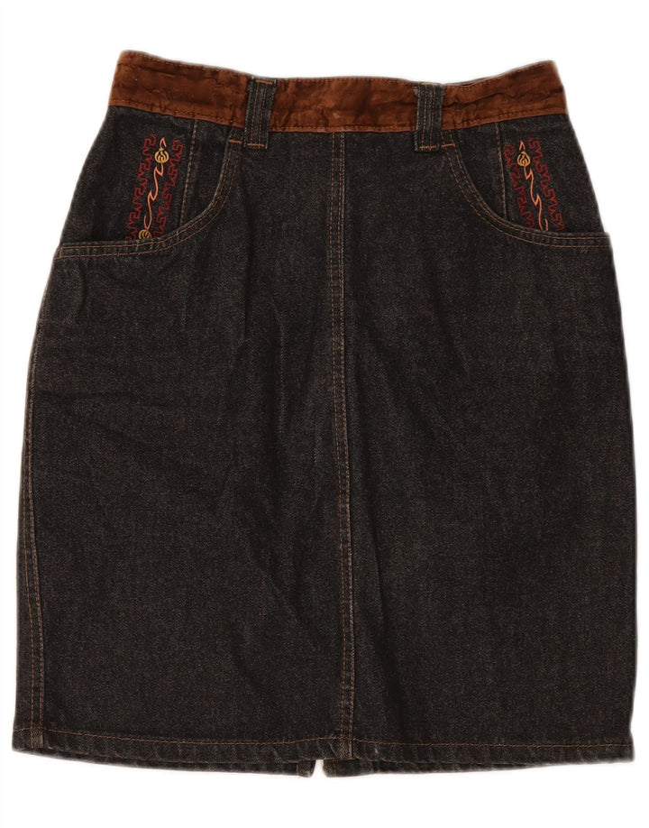 STEFANEL Womens High Waist Denim Skirt IT 46 Large W28  Grey Cotton