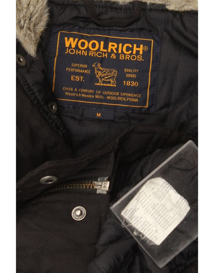 WOOLRICH Chaqueta bomber con capucha para hombre UK 38 Medium Black Nylon