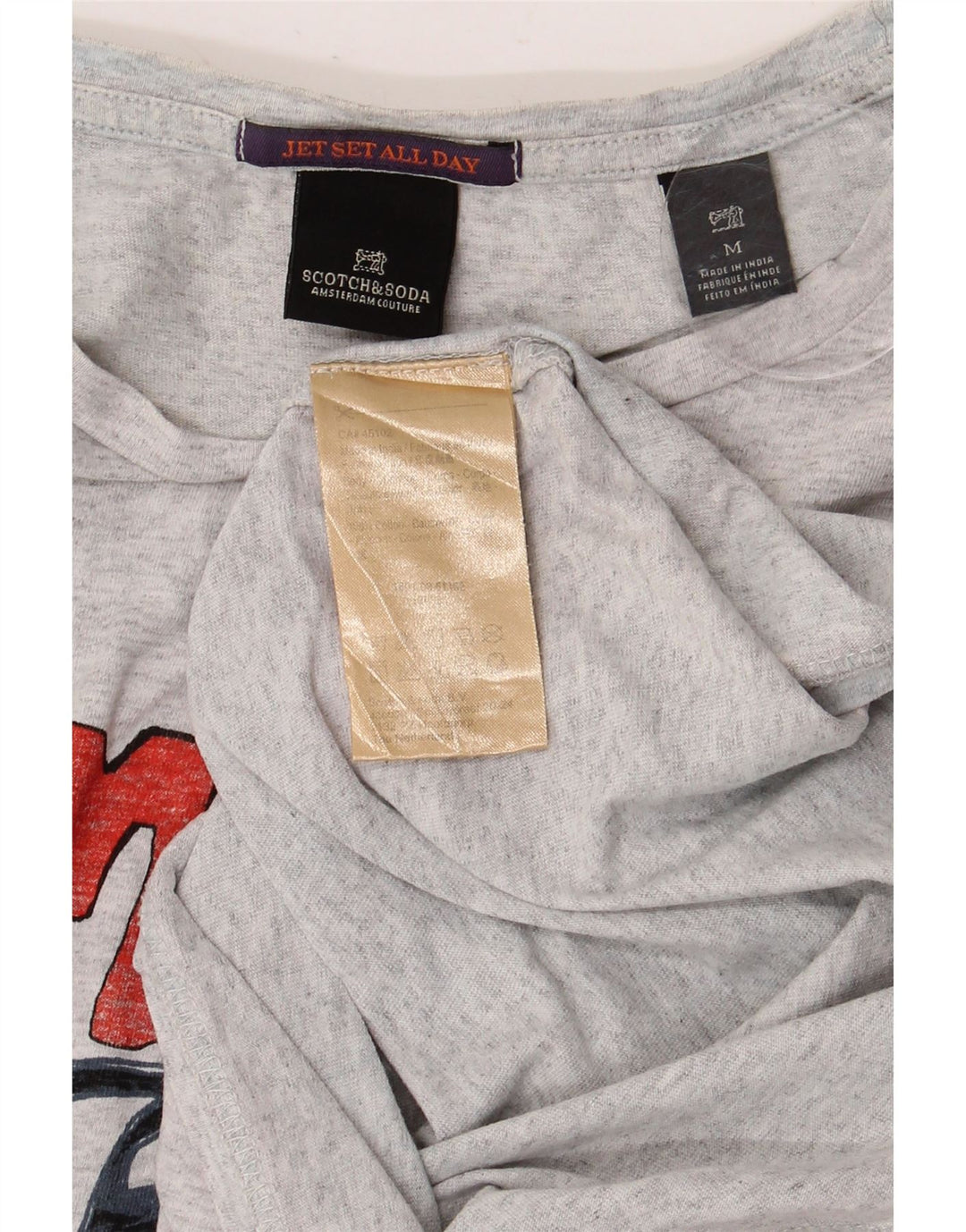 SCOTCH & SODA Hombre Camiseta Gráfica Top Algodón Gris Medio