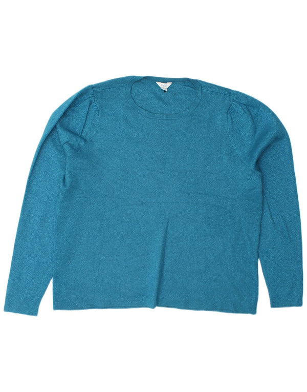 M&CO Jersey de cuello redondo para mujer UK 40 XL Poliéster azul