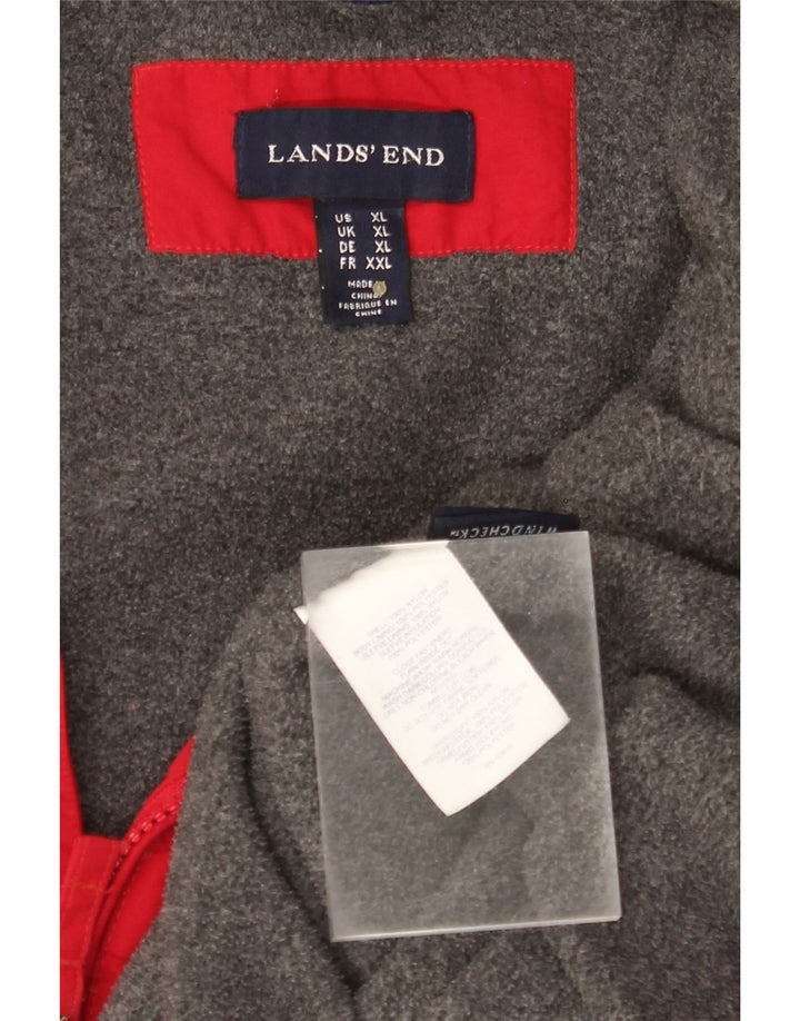 LANDS END Chaqueta cortavientos con capucha para hombre UK 42 XL Nylon rojo