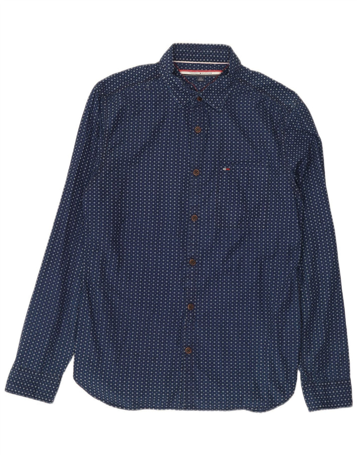 Camisa Tommy Hilfiger Hombre con Estampado Abstracto Grande Azul Marino Algodón