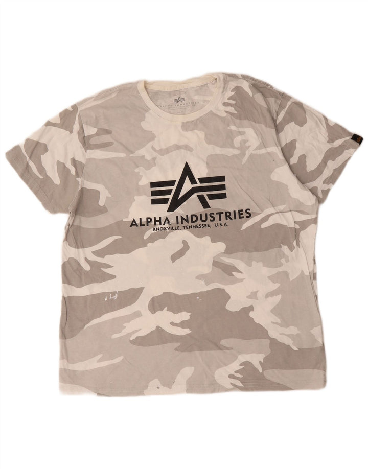 Alpha Industries Camiseta gráfica para hombre Top Algodón de camuflaje gris medio