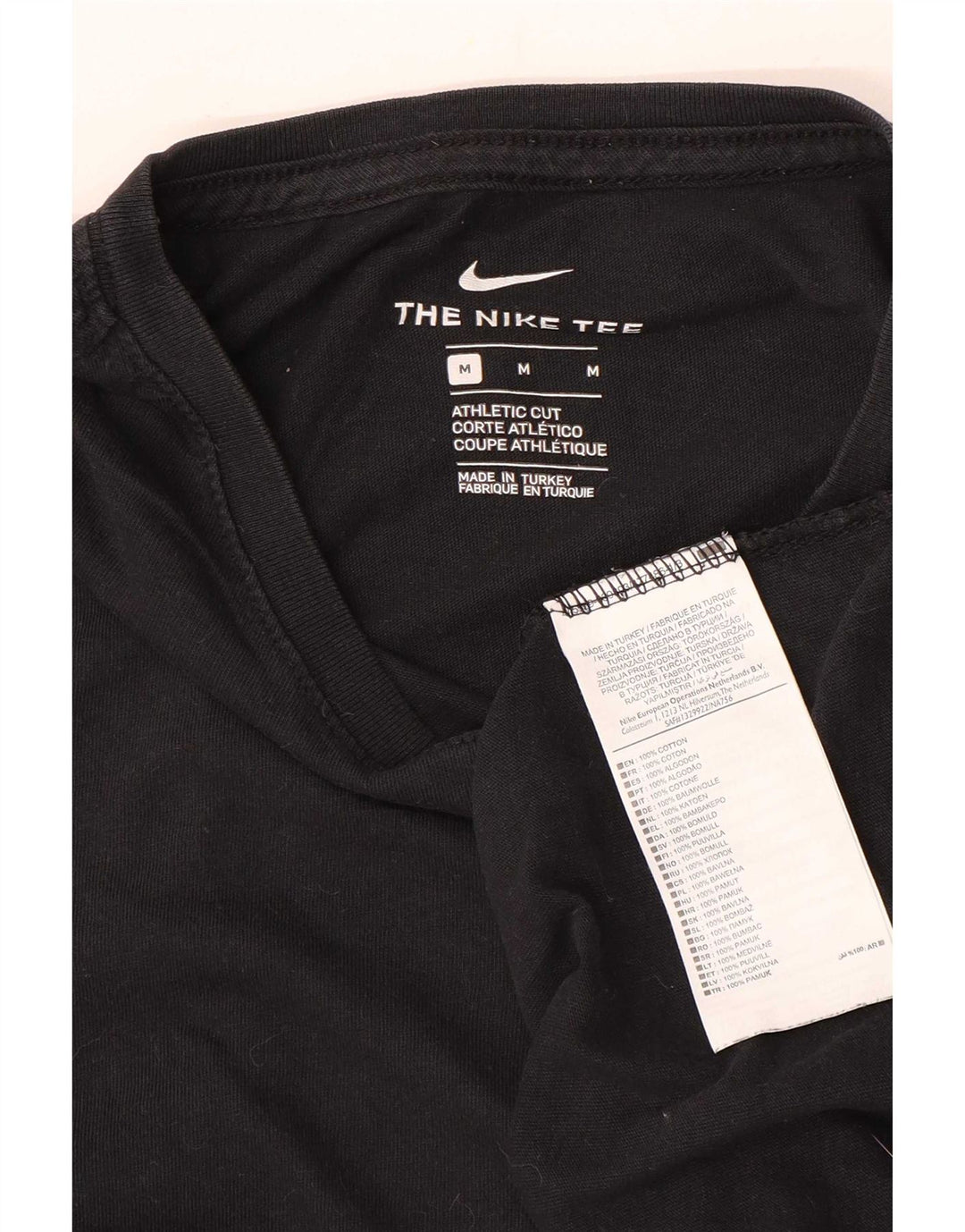 Nike Camiseta con gráfico de corte atlético para hombre Top mediano de algodón negro