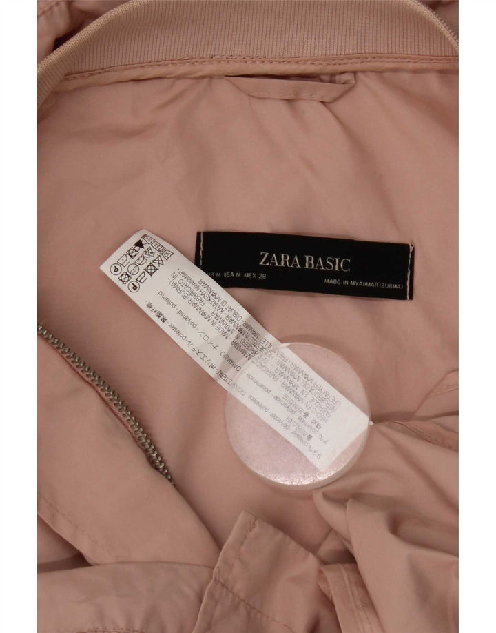 Zara Mujer Chubasquero Con Capucha UK 44 Poliéster Rosa Mediano