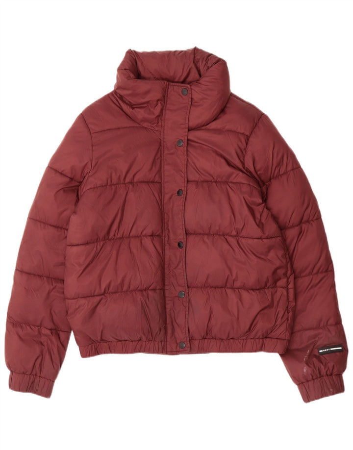 Dkny Chaqueta acolchada gráfica para mujer UK 44 Poliéster granate mediano