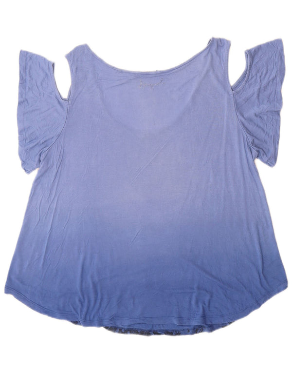 Desigual Top gráfico con hombros descubiertos para mujer Reino Unido 46 Grande Azul Floral