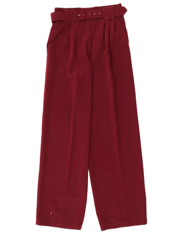 Pantalones casuales vintage de cintura alta para mujer W26 L30 Borgoña