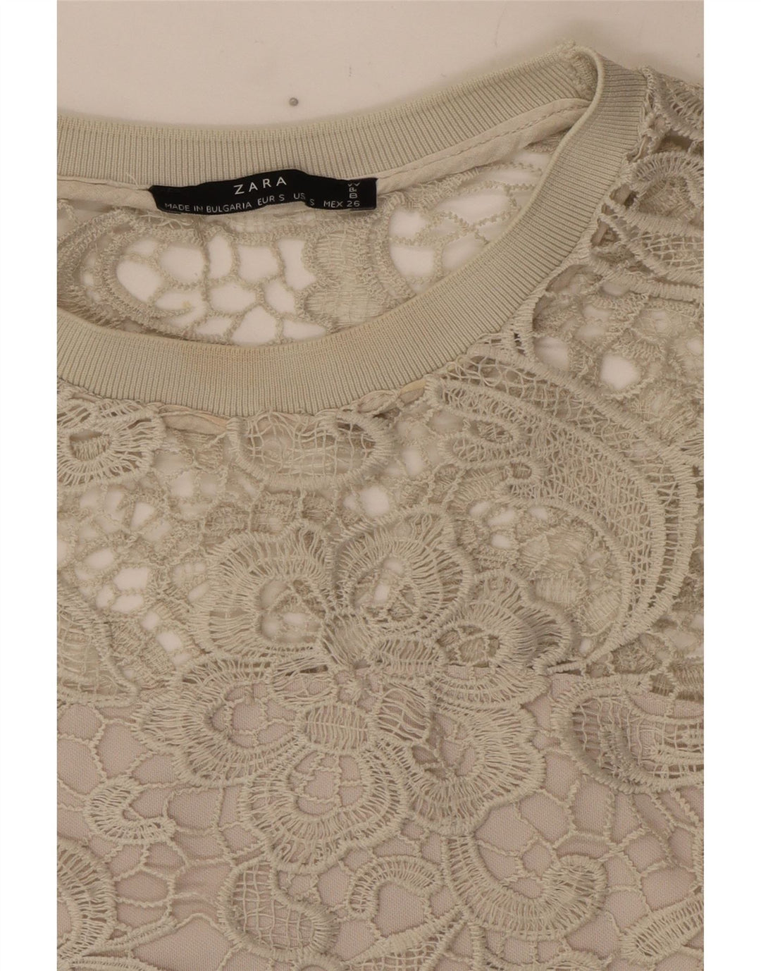 Zara Mujer Blusa Top Reino Unido 10 Pequeño Gris Floral