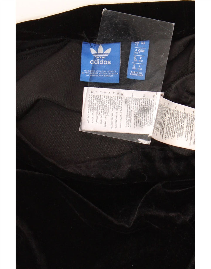 Adidas Leggings de terciopelo para mujer UK 12 Mediano Negro Poliéster