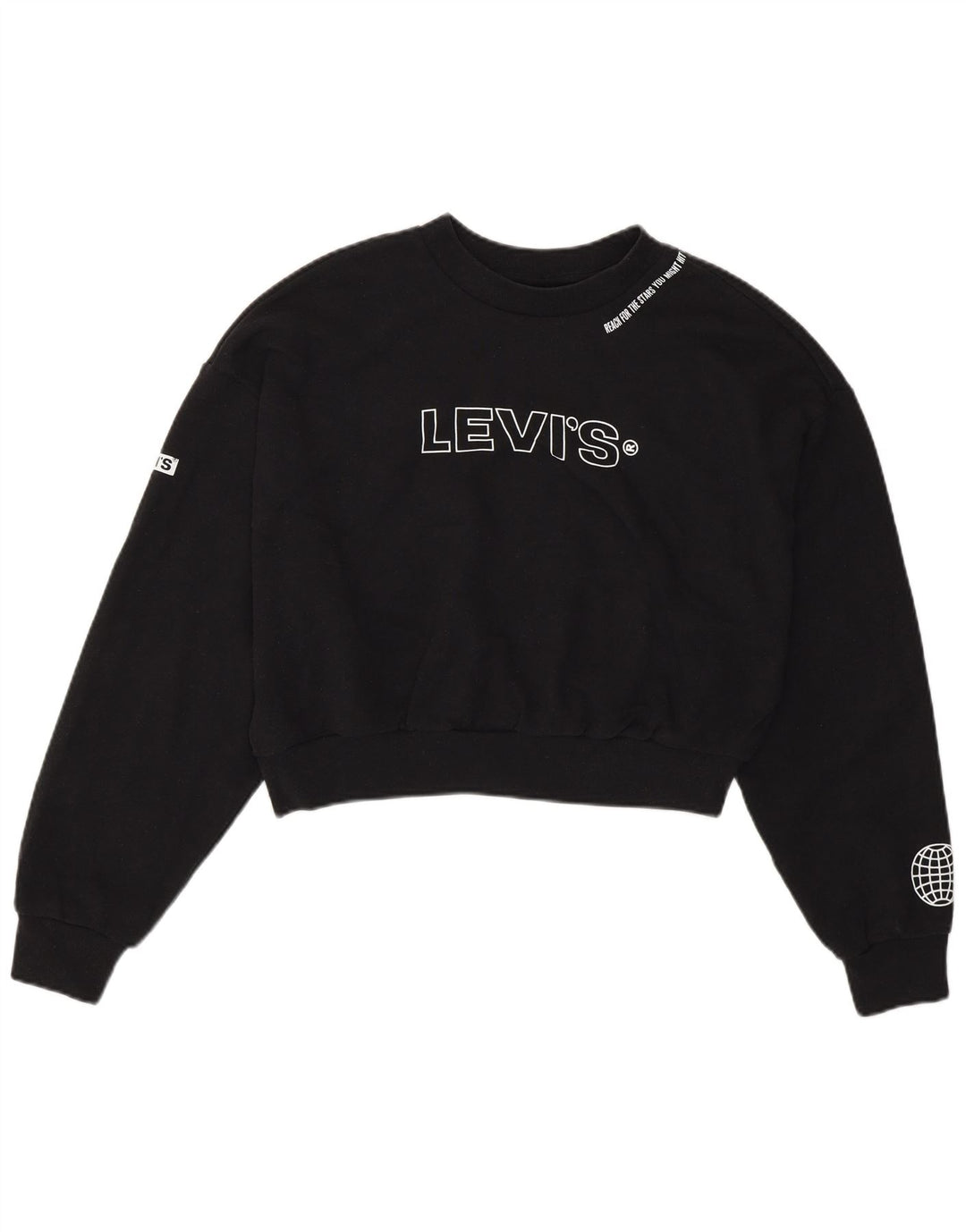 Levi's Sudadera corta con gráfico extragrande para mujer UK 6 XS Negro