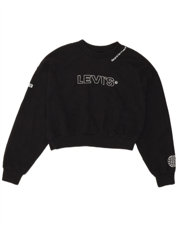 Levi's Sudadera corta con gráfico extragrande para mujer UK 6 XS Negro