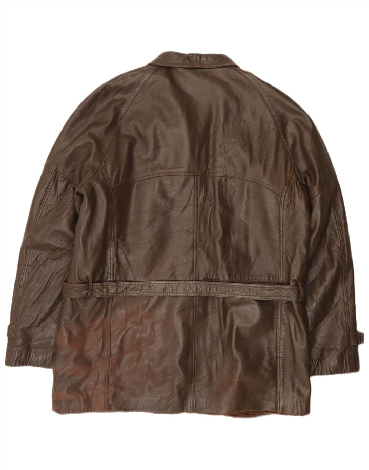 Chaqueta de cuero vintage para hombre IT 52 XL cuero marrón