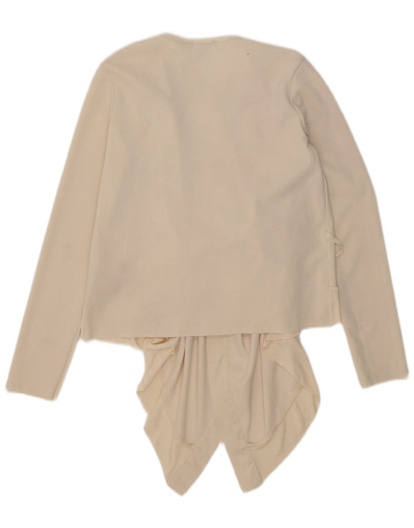Zara Mujer Cárdigan Asimétrico Top UK 10 Small Off White Poliéster