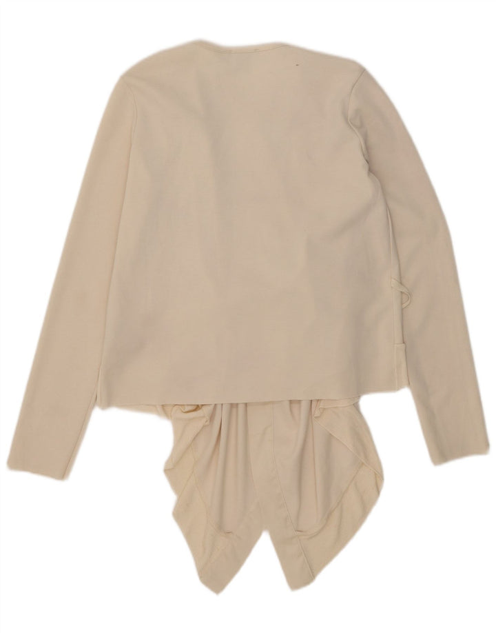 Zara Mujer Cárdigan Asimétrico Top UK 10 Small Off White Poliéster