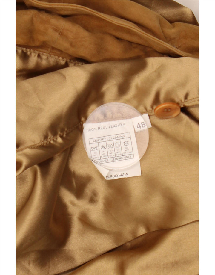Vintage hombres ante bomber chaqueta IT 48 cuero marrón medio
