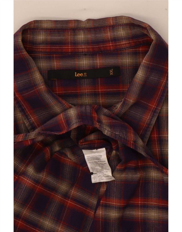 Camisa de franela para hombre Lee 2XL Algodón a cuadros morados