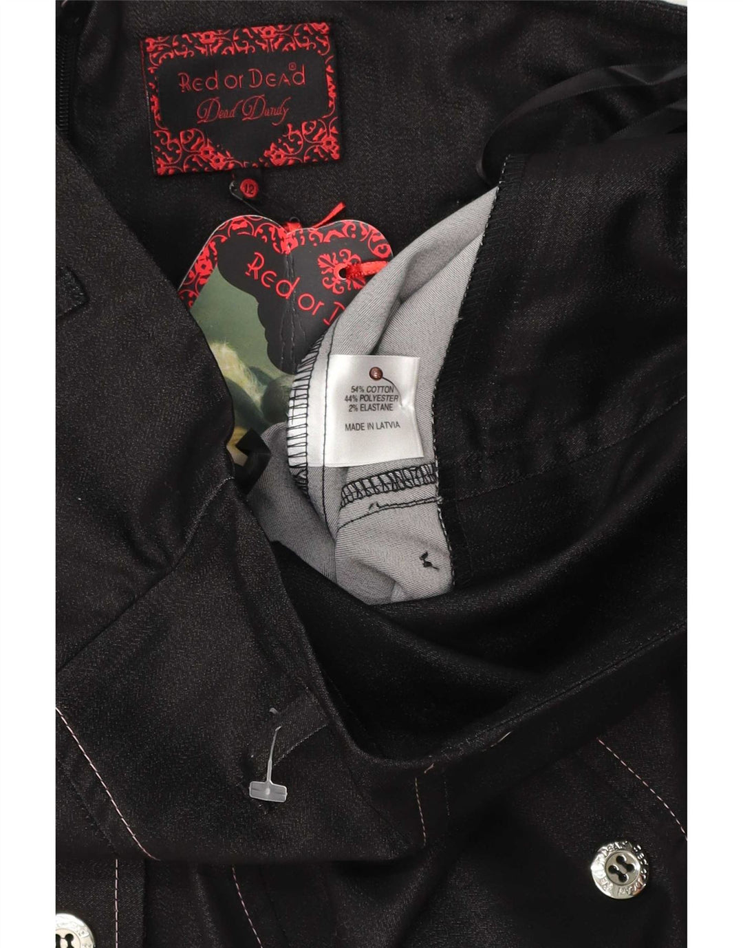 Falda recta para mujer Red Or Dead UK 12 Medium W30 Algodón gris