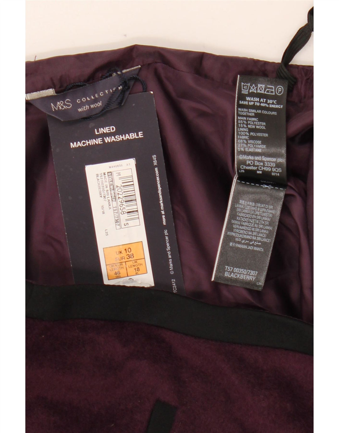 MARKS & SPENCER Minifalda para mujer UK 10 Small W28 Poliéster morado