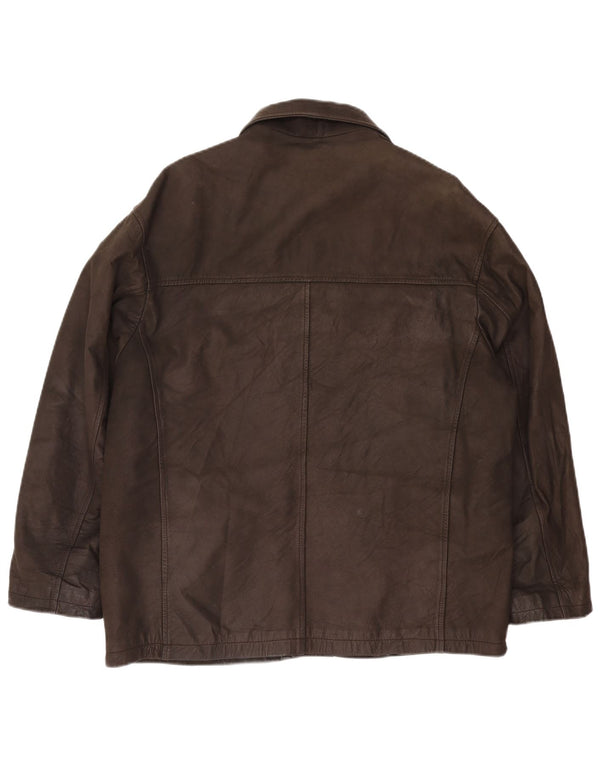 Clinton Chaqueta de cuero para hombre UK 40 Cuero marrón grande