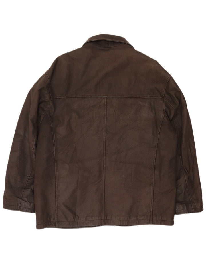 Clinton Chaqueta de cuero para hombre UK 40 Cuero marrón grande