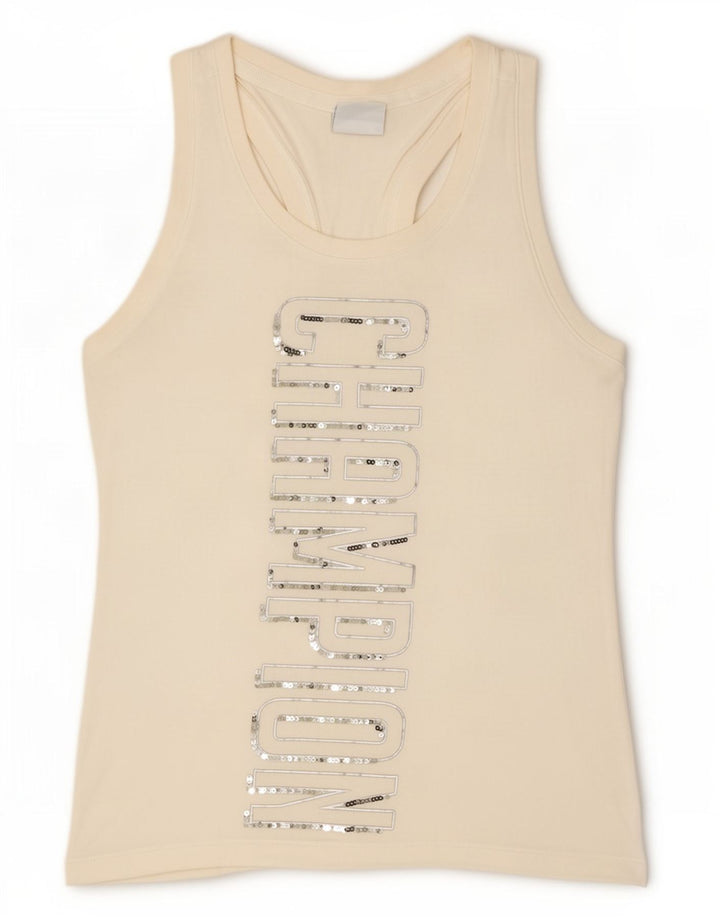 Champion Camiseta Sin Mangas Gráfica Para Mujer UK 12 Medium White