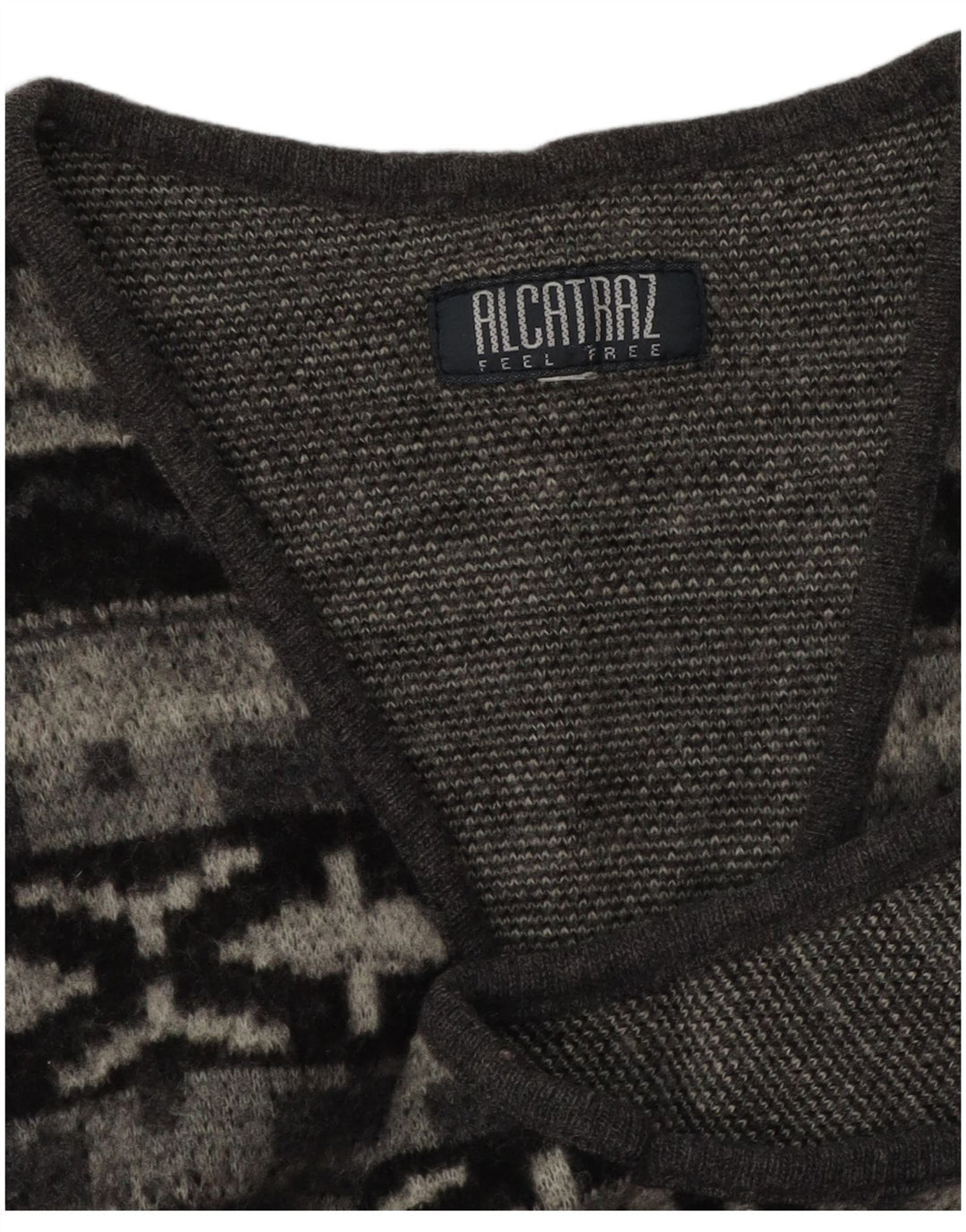 Alcatraz - Cárdigan sin mangas para hombre, suéter pequeño, gris, geométrico