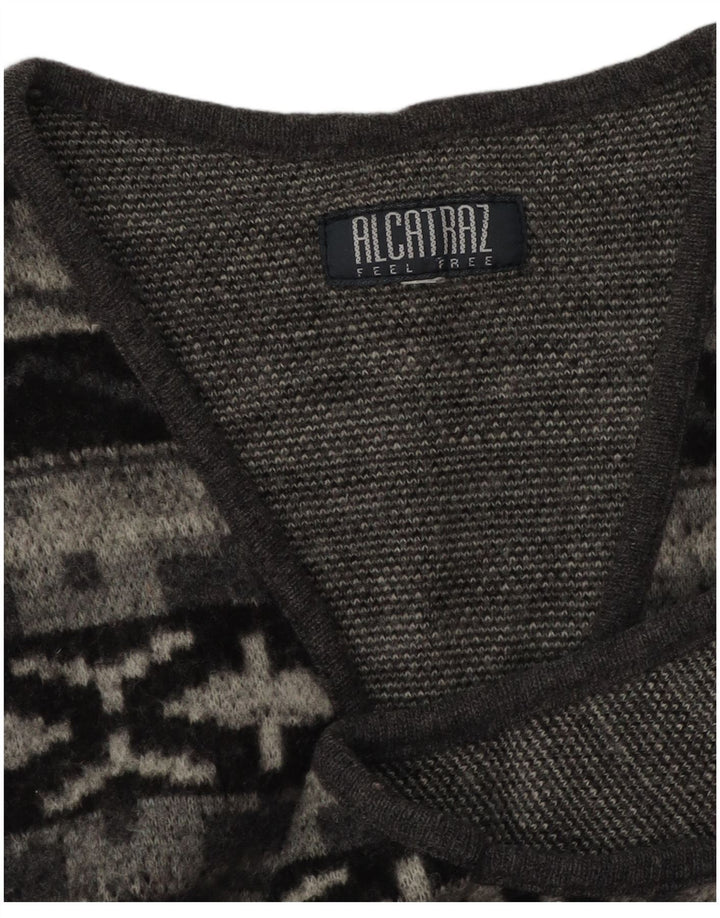Alcatraz - Cárdigan sin mangas para hombre, suéter pequeño, gris, geométrico