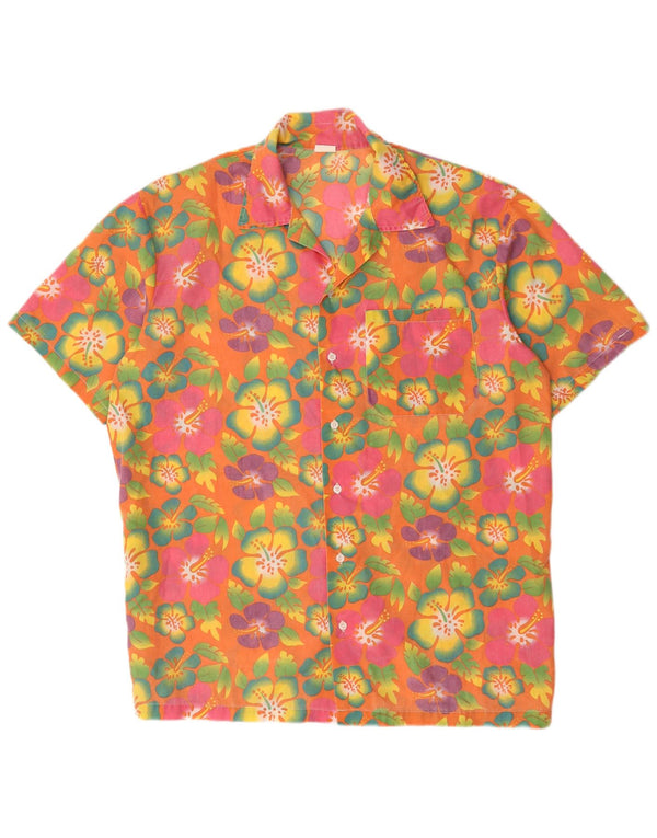 Camisa vintage de manga corta para hombre XL Algodón floral multicolor