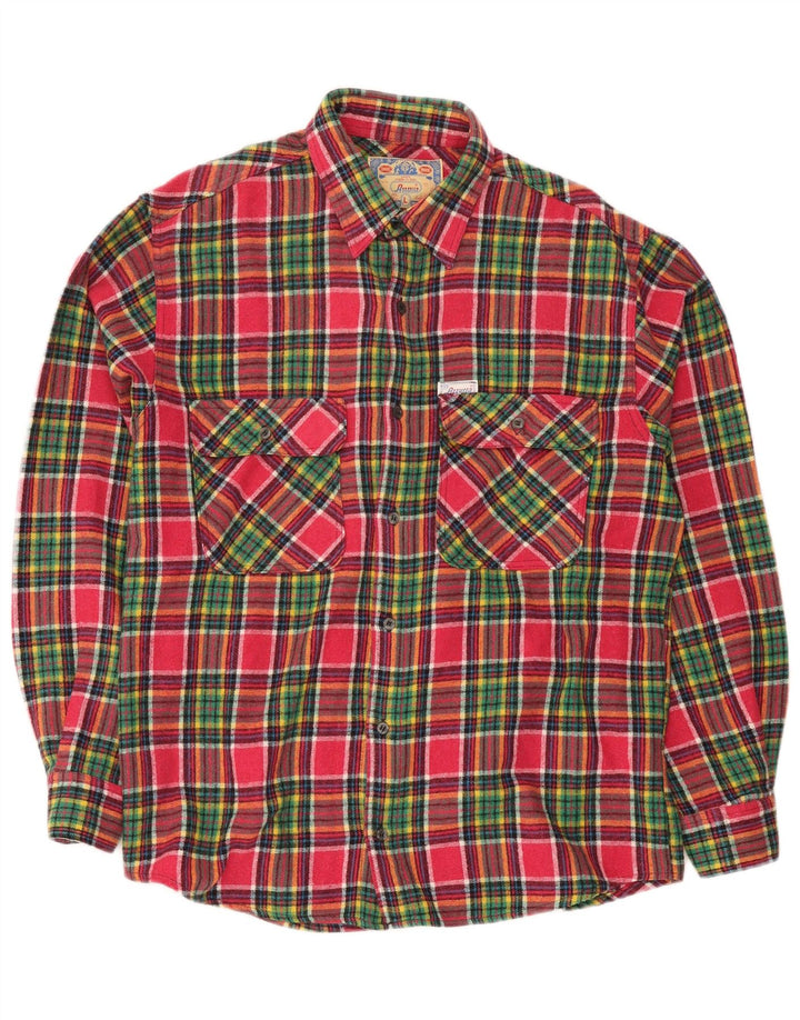 Azzurra Camisa de franela para hombre Poliéster a cuadros rosa grande