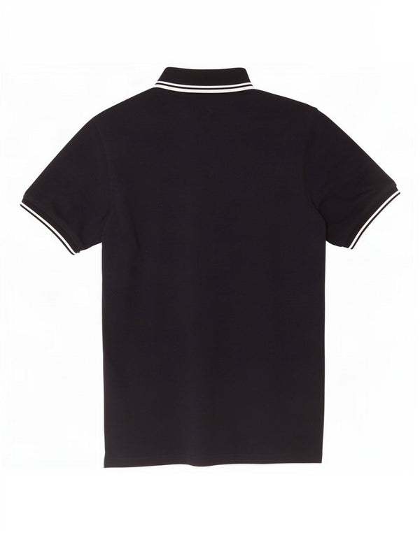 Fred Perry Mens Polo Shirt Small Navy Blue Striped Cotton