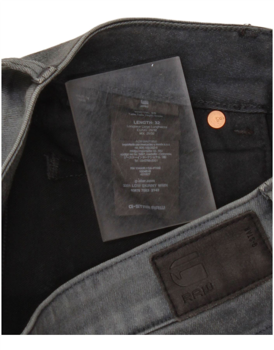 Vaqueros pitillo de cintura baja 3301 de G-STAR para mujer W29 L32 Algodón gris