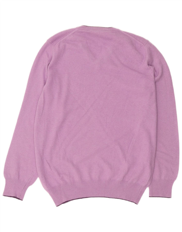 HARMONT & BLAINE Mens V-Neck Jumper Sweater Medium Pink Wool