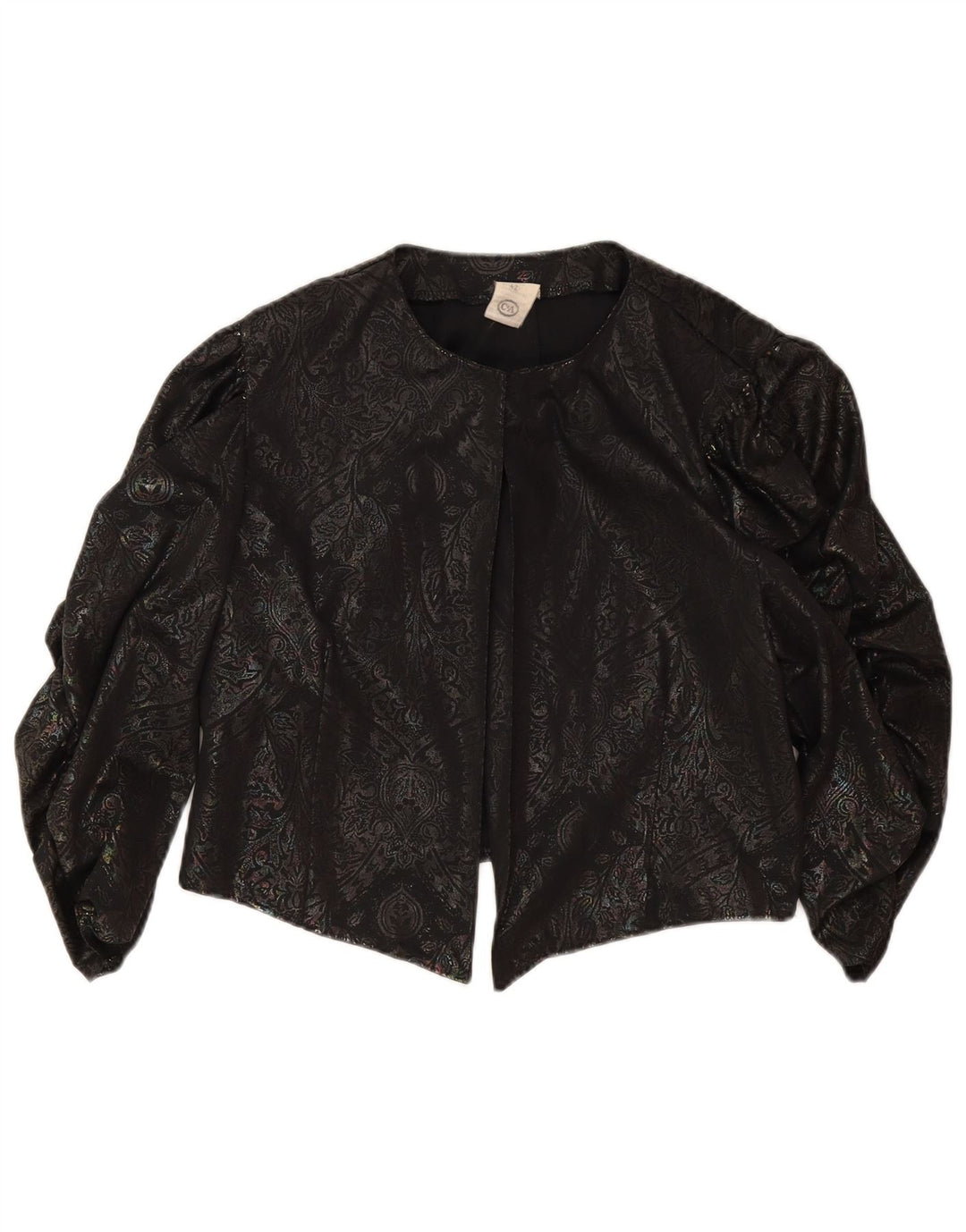 C & A Top Bolero de manga 3/4 para mujer IT 42 Medium Black Paisley