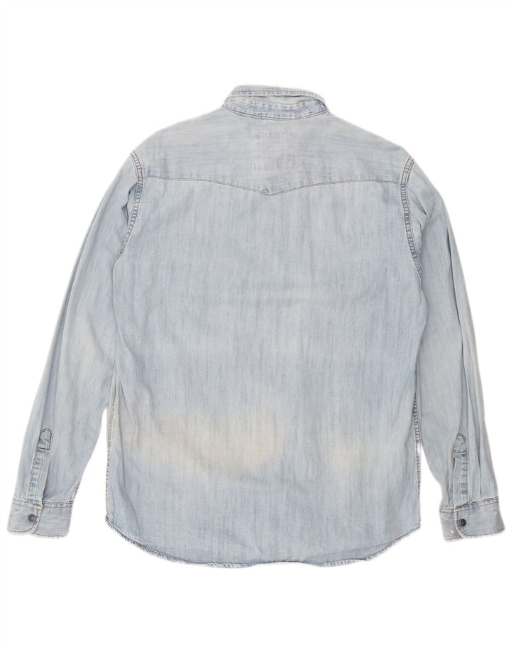 Camisa vaquera Carrera para hombre de algodón azul grande
