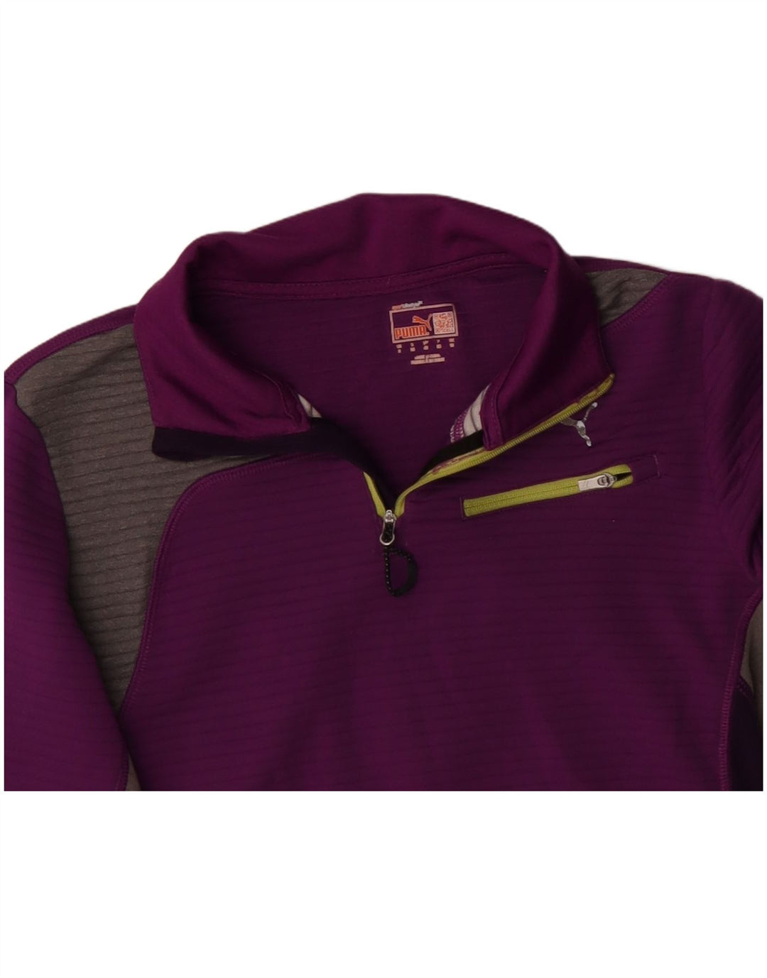 PUMA Top de chándal con cuello y cremallera para mujer UK 10 Small Purple Colourblock
