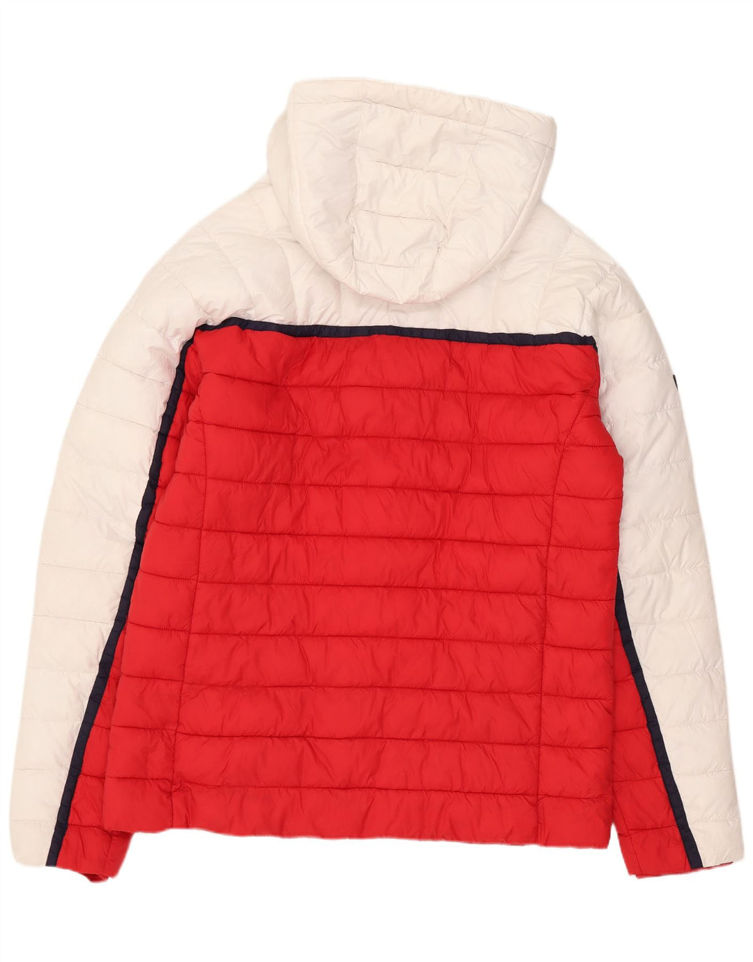 Superdry Chaqueta acolchada con capucha para hombre, Reino Unido 40, poliéster color block blanco grande