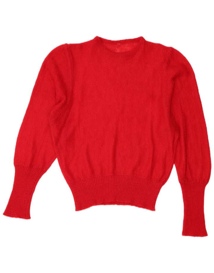 Vintage mujer barco cuello jersey suéter Reino Unido 12 rojo medio