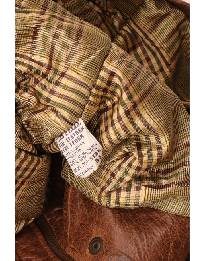 Chaqueta utilitaria de cuero vintage para hombre IT 54 2XL Marrón