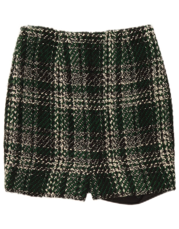 Fenn Wright Manson Womens Mini Skirt UK 10 Small W30 Green Check Wool