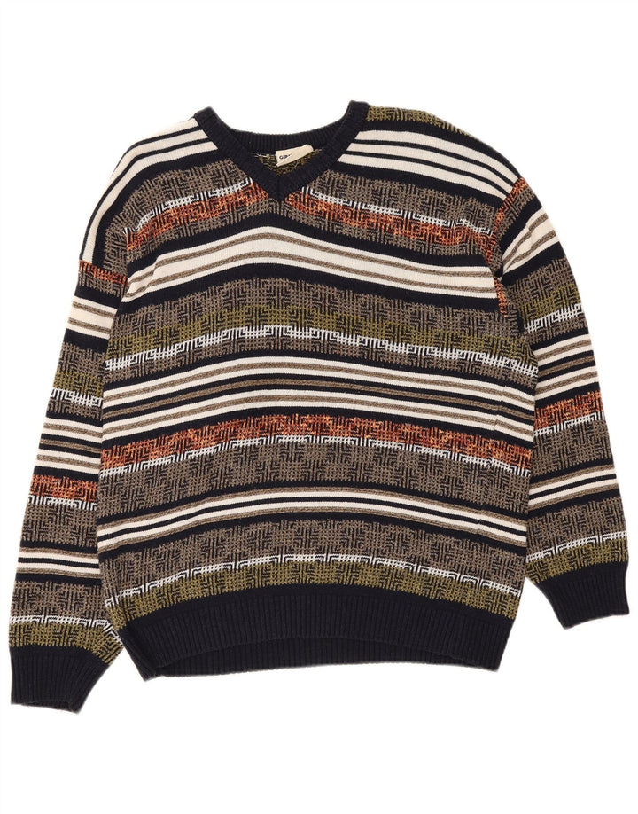 Giramondo Jersey De Punto Con Cuello En V Para Hombre Grande Multicolor Geométrico