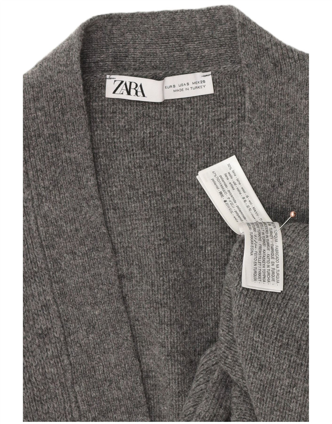 ZARA Suéter tipo cárdigan extragrande para mujer UK 10 Small Grey Cashmere
