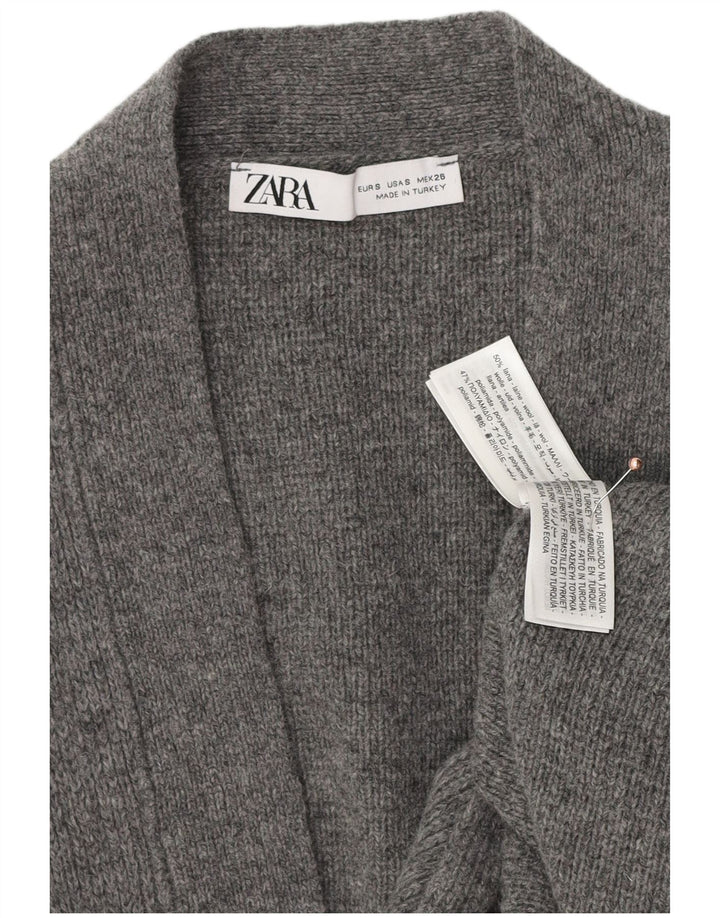ZARA Suéter tipo cárdigan extragrande para mujer UK 10 Small Grey Cashmere